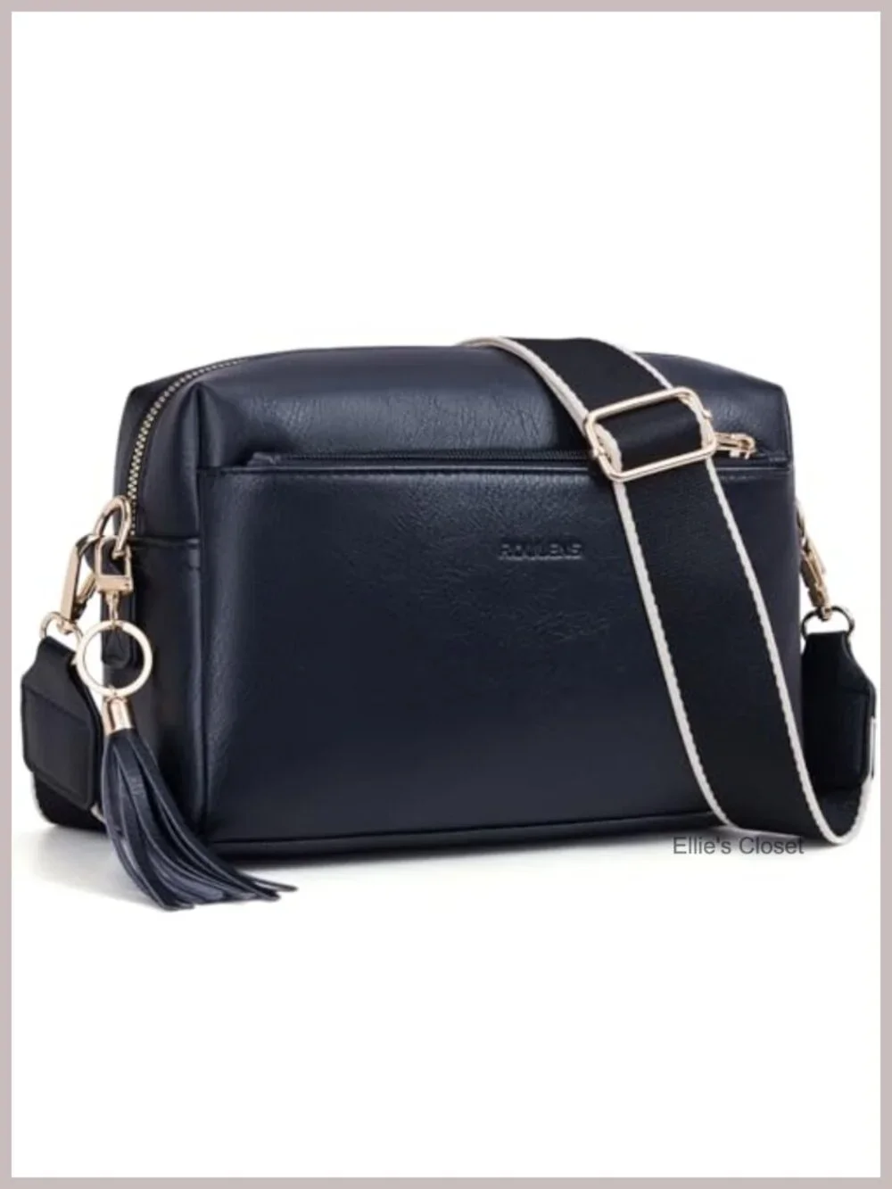 Vegan PU Leather Triple Zip Small Crossbody Bag with Card Slots